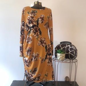 2/$12 Dress Autumn Yellow Gold Floral Sz L